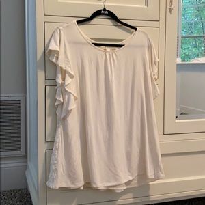 Flowy White Matilda Jane Top with Flutter Sleeves